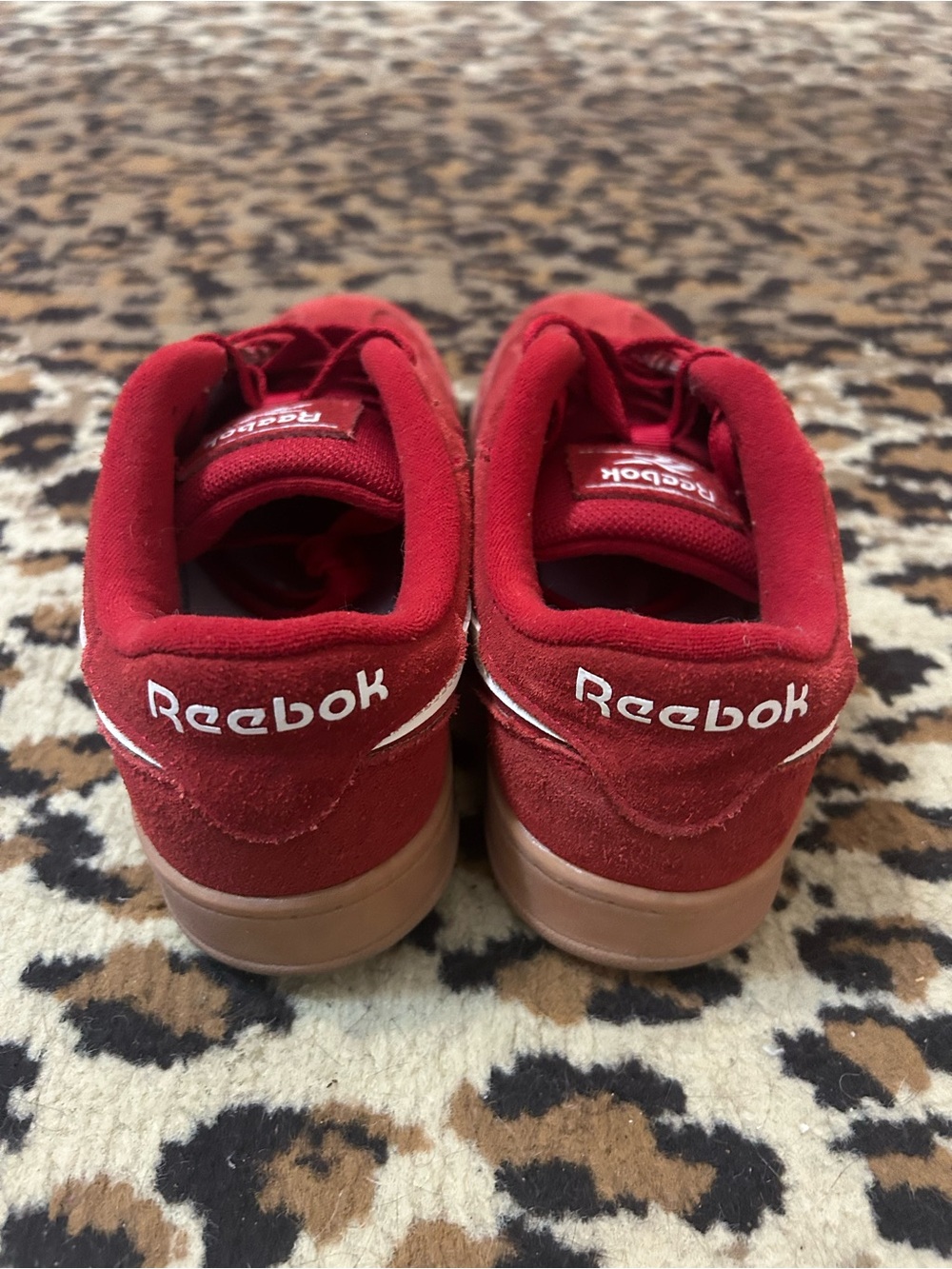 Reebok Womens Red Suede Sneakers with Gum Outsole